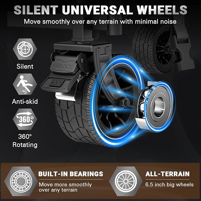 LEVELEVE Heavy Duty Folding Wagon - 2-in-1 Collapsible Cart, 400lb Capacity, All-Terrain Wheels w/Brakes & Side Pockets (Brown)