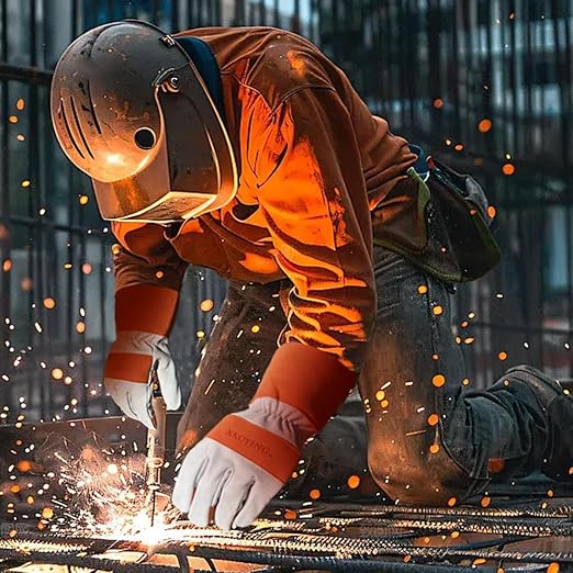 Gardening Gloves, Long Thorn Proof Garden Gloves for Women and Men, Goatskin Breathable Leather Work Gloves for Gardening, Pruning, Yard Work, Brown, XL