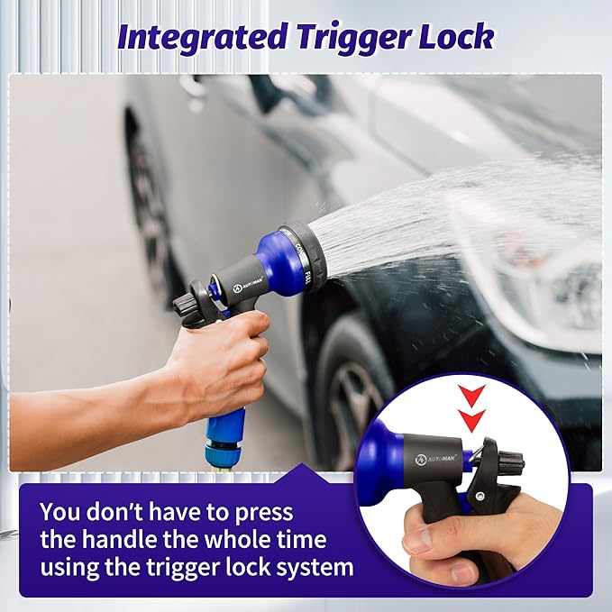 AUTOMAN Garden Hose Nozzle, 2 Pack Water Sprayer Nozzle with 7 Adjustable Watering Patterns,Slip Resistant Nozzle for Plants,Lawn,Washing Cars,Window Cleaning,Showering Pets & Outdoor Fun