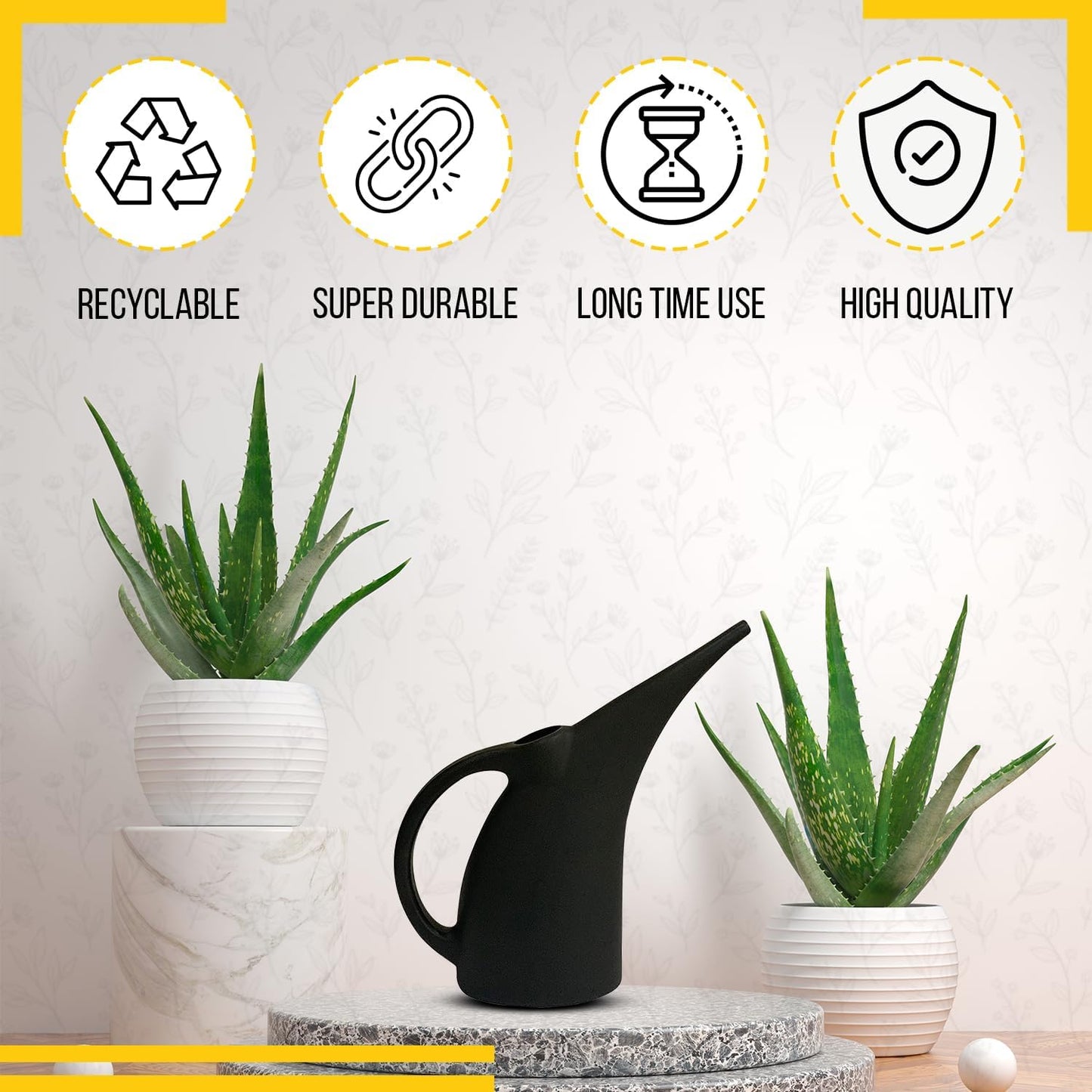 KP Kool Products Watering Can 1/2 Gallon - Small Watering Can for Indoor Plants - Outdoor Watering Can - Black Plant Waterer - Plastic Watering Can for Garden - 1 Pack
