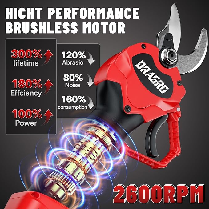 2025 Upgraded Electric Pruning Shears Professional Cordless Electric Pruning Battery Powered, Tree Branch Pruner with 2 PCS Rechargeable 2 Ah Lithium Battery - 30mm (1.2inch) Cutting Diameter