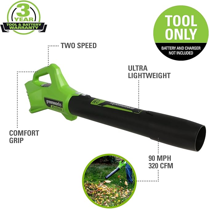 Greenworks 48V (2 x 24V) Cordless Brushless Axial Leaf Blower,24V Cordless Battery Hedge Trimmer Combo Kit