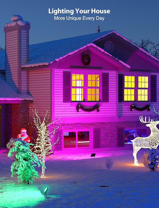 Onforu LED Flood Light Outdoor 25W 2000LM, Color Changing Led Stage Lights Bluetooth APP Control Uplighting, 2 Pack 2700K RGBW Uplights for Events, Spot Lights 16 Million Colors Music Sync, IP66