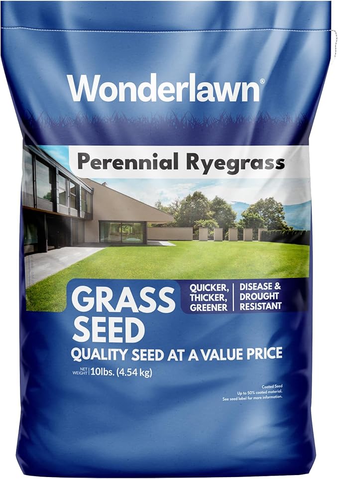 Barenbrug Wonderlawn Perennial Ryegrass Grass Seed for Southern Lawns, Fast-Acting Durable Grass Seed Mix for All Weather Conditions, 10-lb. Bag