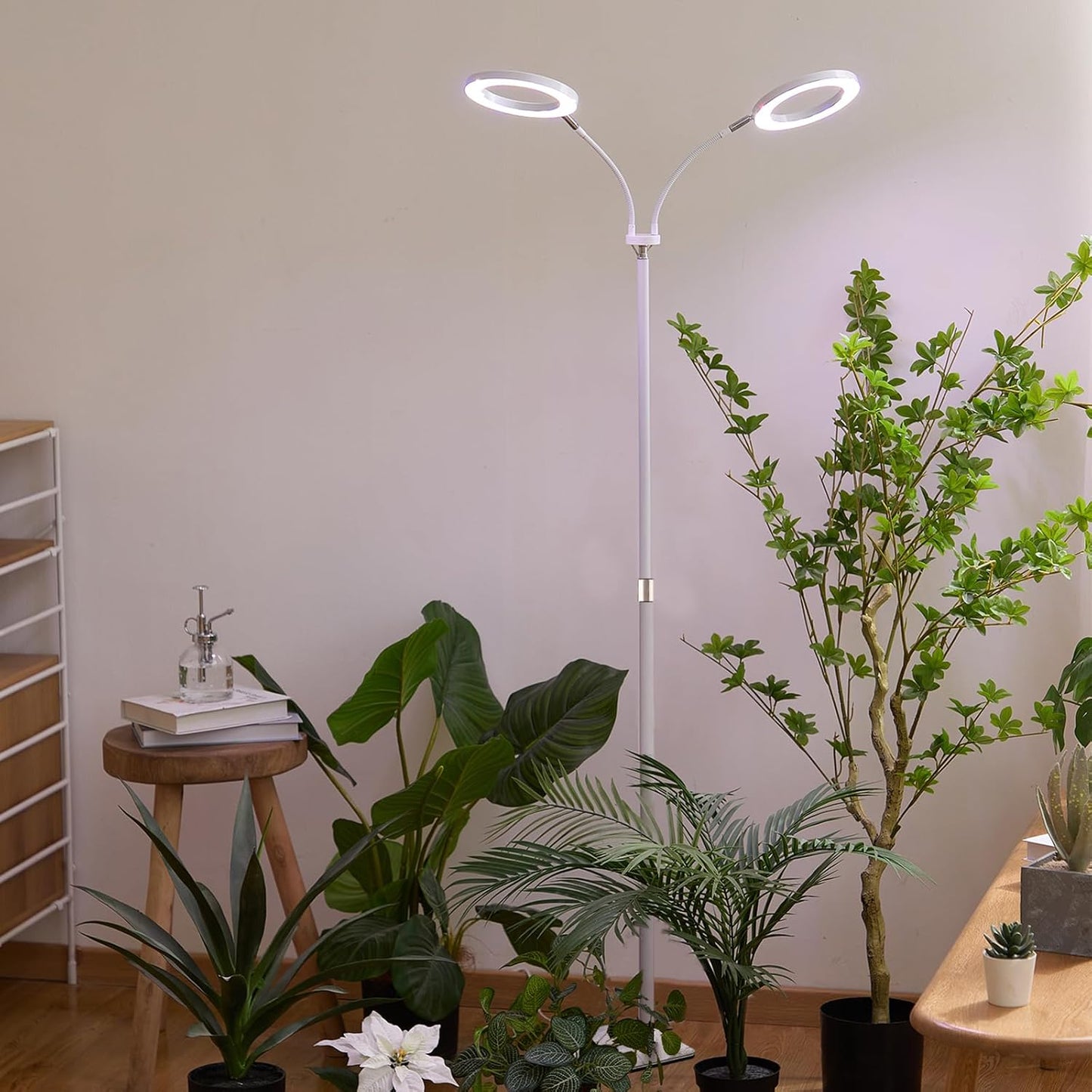 yadoker Desk Plant Grow Light for Indoor Plant, Dual-Head LED Grow Light,Height Adjustable,Automatic Timer with 8/12/16 Hours,10-Level Brightness,Ideal for Small Plant Grow