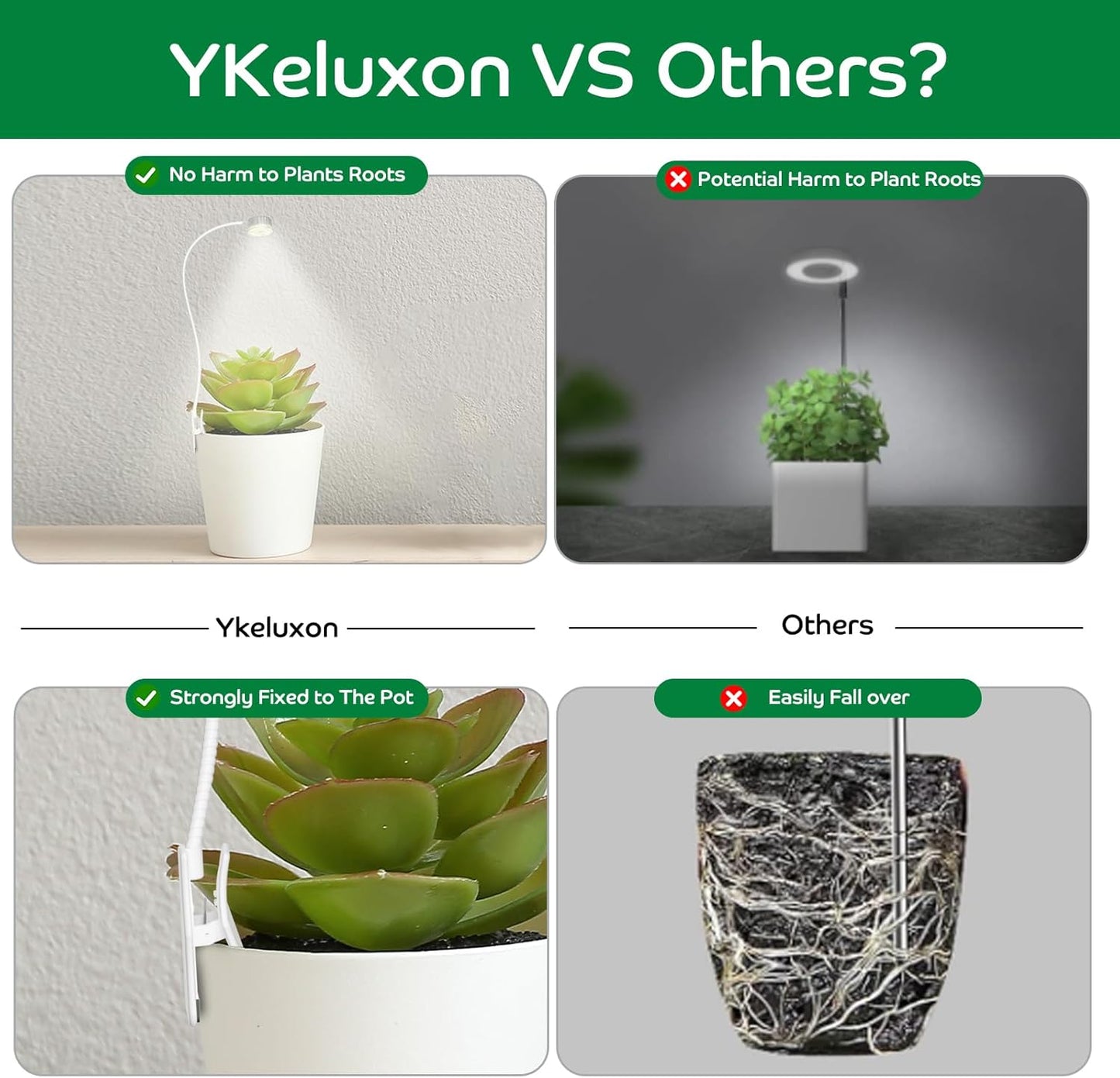 Grow Lights for Indoor Plants, Mini Plant Light, Full Spectrum Clip on Small Grow Lights for Indoor Growing, 10 Dimmable Auto On Off 3 9 12 Hrs Timer for Office Home