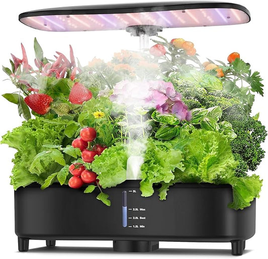 Sondiko Hydroponics Growing System Kit with Atomization Technology, Indoor Garden kit with 48W LED Grow Light, Quiet Water Pump, Automatic Timer, Height Adjustable, 5L Large Tank Plant Germination Kit