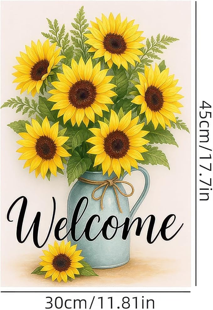 Garden Flags 12x18 Inch Halloween Garden Flag Double-Sided Sunflower Bouquet Welcome Fall Outdoor Yard Sign Porch Lawn Decor Seasonal Autumn Flowers Thanksgiving Decor