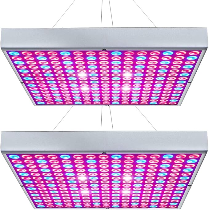 LED Grow Light 225 LEDs Plant Lights Red Blue White Panel Growing Lamps for Indoor Plants Seedling Vegetable and Flower (2 Pack)
