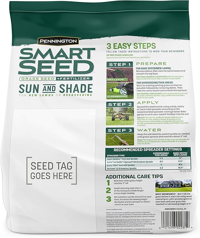 Pennington Smart Seed Sun and Shade Tall Fescue Grass Seed Mix for Southern Lawns 3 lb