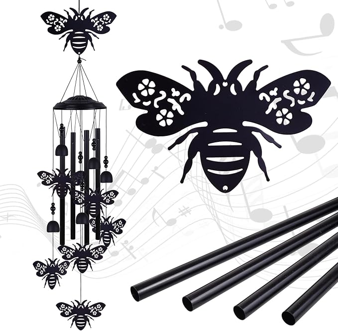 Bees Wind Chimes Outside Decor, Memorial Wind Chimes, Mobile Bee Bells, Music Wind Catcher, Bee Wind Chime for Home, Tree, Yard, Patio, Garden Decoration, Gifts for Bee Lovers, Festival Gifts for Mom