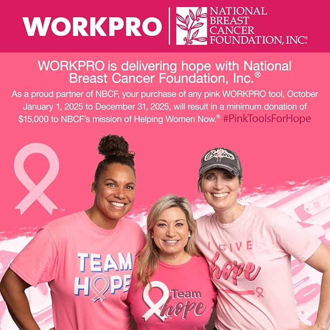 WORKPRO 5PCS Gardening Tools, Aluminum Heavy Duty Garden Tool Set with Bag, Ideal Gardening Gifts for Women-Pink Ribbon