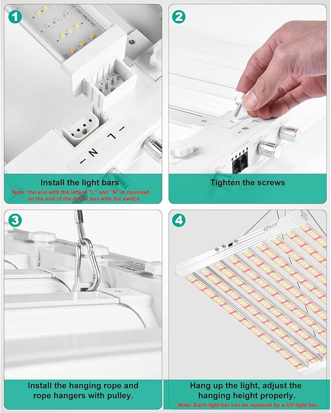 SZHLUX 620W LED Grow Light 4×6ft Daisy Chain Dimming Full Spectrum Grow Light for Indoor Plants, Sunlight Plant Light for Seedling Veg and Bloom Commercial Grow Light