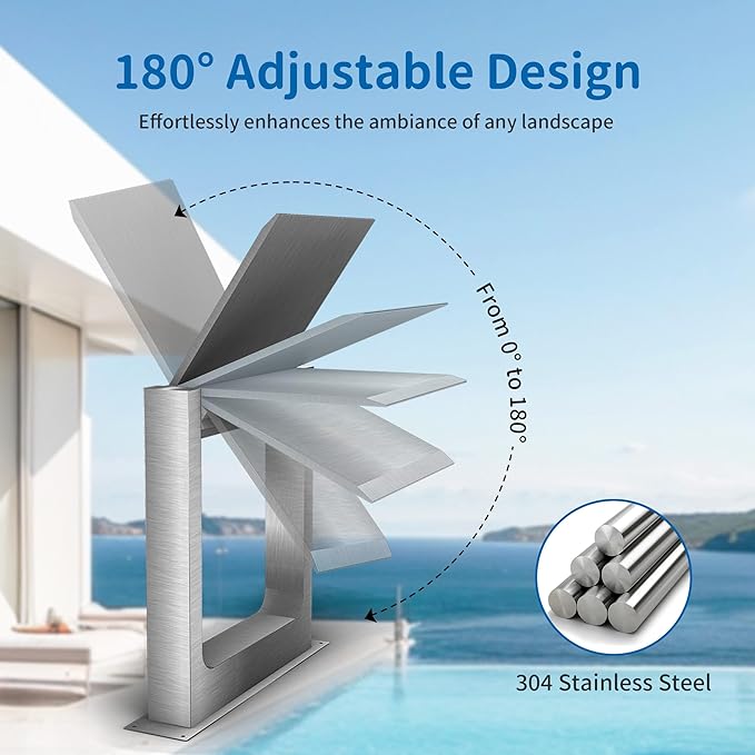 180° Rotating 304 Stainless Steel Waterfall Spillway, Swimming Pool & Garden Cascade Waterfall Fountain with Adjustable Spray Direction and Angle for Upscale Resorts, Luxury Residences