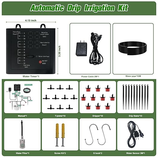 Automatic Drip Irrigation System, Indoor Plant Self Watering Devices for Vacation,Auto Plant Waterer,Drip Irrigation Timer for Potted Plants Indoor Garden Greenhouse (10 Pots,Adjustable Dripper)