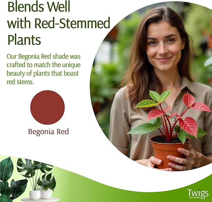 Twigs - Plant Support Stakes for Indoor, Outdoor & Climbing Plants, Gardening Supplies, Garden Accessories, Trellis & Ring Alternative, Made in USA - Begonia (Red), 10 Pack, 12" L, Mini Twigs