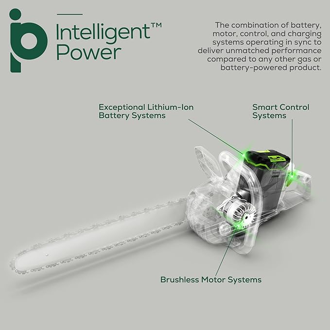 Greenworks 80V 20" Brushless Cordless Chainsaw (Great For Tree Felling, Limbing, Pruning, and Firewood), 75+ Compatible Tools, Tool Only, Green