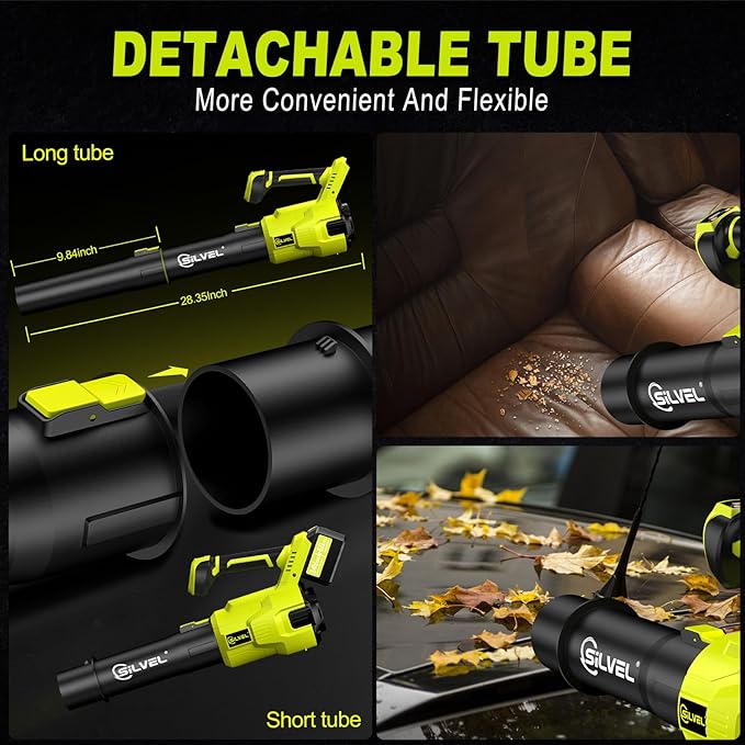 SILVEL Cordless Leaf Blower with 2x6.0Ah Battery and Quick Charger, 750CFM (250MPH) High Power Turbo Leaf Blowers with LCD Screen/Variable Speeds for Lawn Care, Patio, Dust, Blowing Leaves