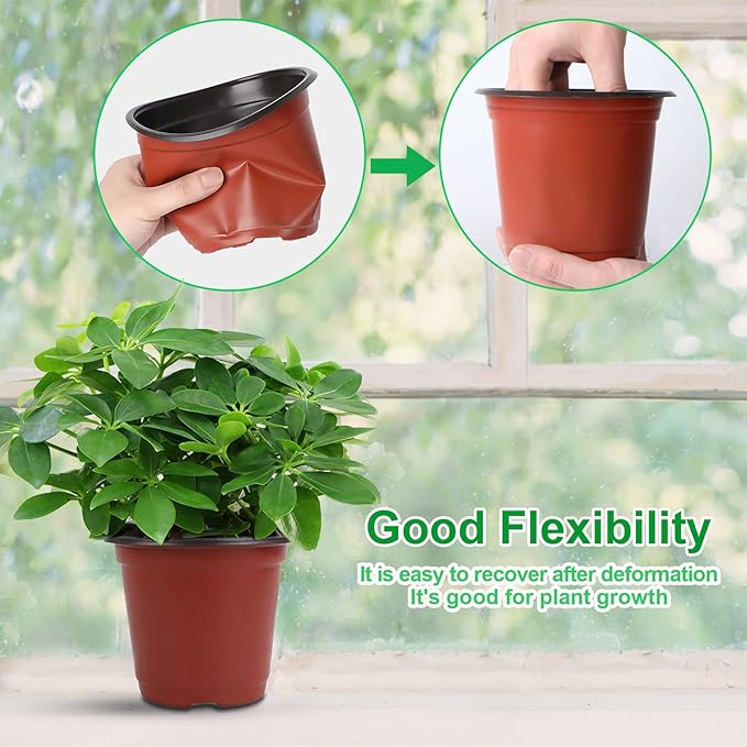 Augshy 120 Pcs Plastic Plants Nursery Pot, Indoor Outdoor Seed Starting Pots (4,5,6-Inch)