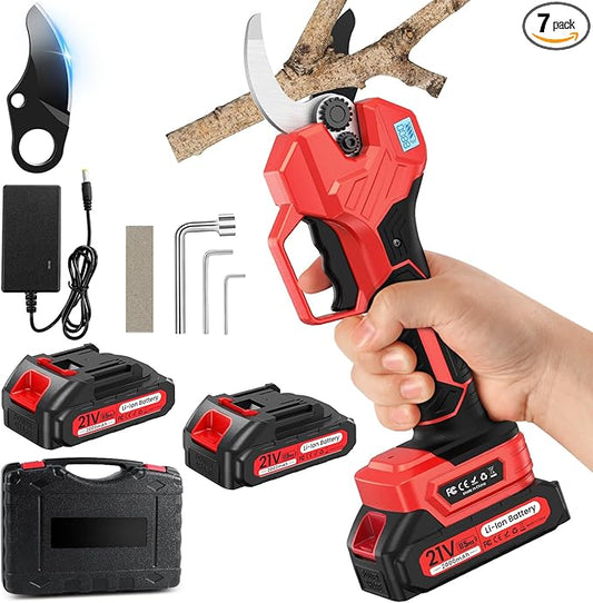 Electric Pruning Shears -1000W Brushless Motor Cutting 2 inch Diameter Professional Gardening Electric Shears,Heavy Duty Branch Pruner,2 * 2000mAh Batteries,2*Sk7 Blades, Perfect for Tree Trimming