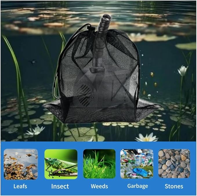 2 Pcs 8" x 10" Pond Pump Cover Filter Bag, Black Media Bag Large Pump Mesh Bag for Outdoor Water Ponds Filters, Water Filter Pump, Outdoor Ponds, Garden, Swimming Pool (2, 8" x 10")