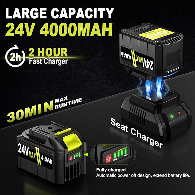 Cordless Leaf Blower, 550CFM (160MPH) Brushless Turbo Blower, 24V High Power Battery Powered Leaf Blowers with 2x4.0Ah Battery & Charger, Electric Blowers Variable Speeds for Lawn&Garden