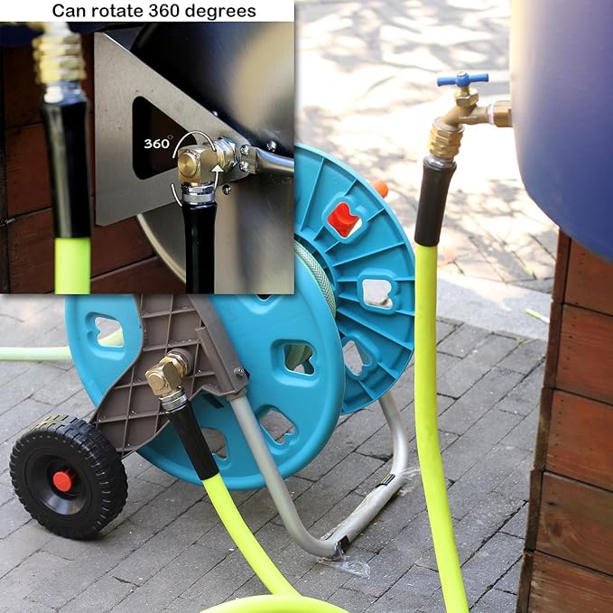 Garden Hose Swivel elbow Connector 90 Degree Solid Brass Pipe Fittings Hose Kink Protector (4 Pack)