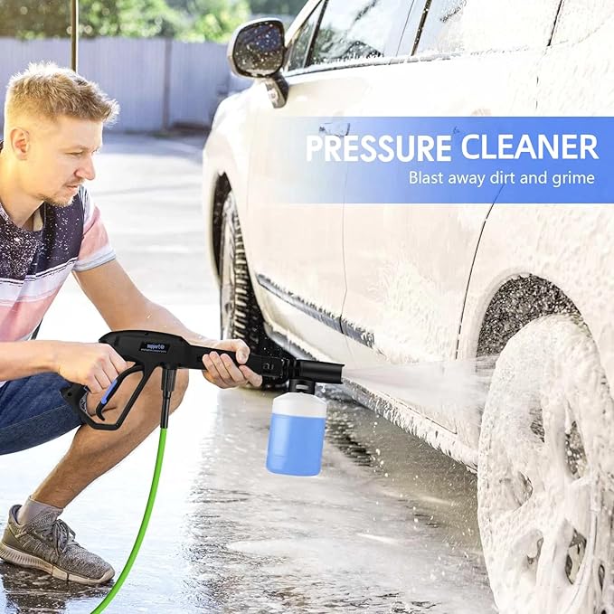 Pressure Cleaner 5000 PSI 2.8 GPM High Power Cleaners with 33ft Pressure Hose, 4 Nozzle and Foam Cannon, for Home, Cars, Fences, Patio (Blue)