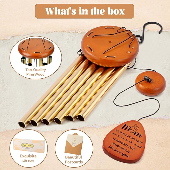 Mom Gifts, 32" Wind Chimes Birthday Gifts for Mom from Daughter Son, Mother in Law Birthday Gift, Meaningful Gift for Mothers Day Thanksgiving Christmas