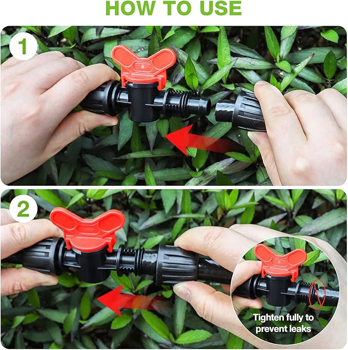 Bonviee 6 Packs 1/2” Drip Irrigation Shut Off Valve, in-Line Barbed Locking Valve for 1/2 Inch Tubing, Water Flow Control for Garden, Greenhouse, Raised Bed Systems