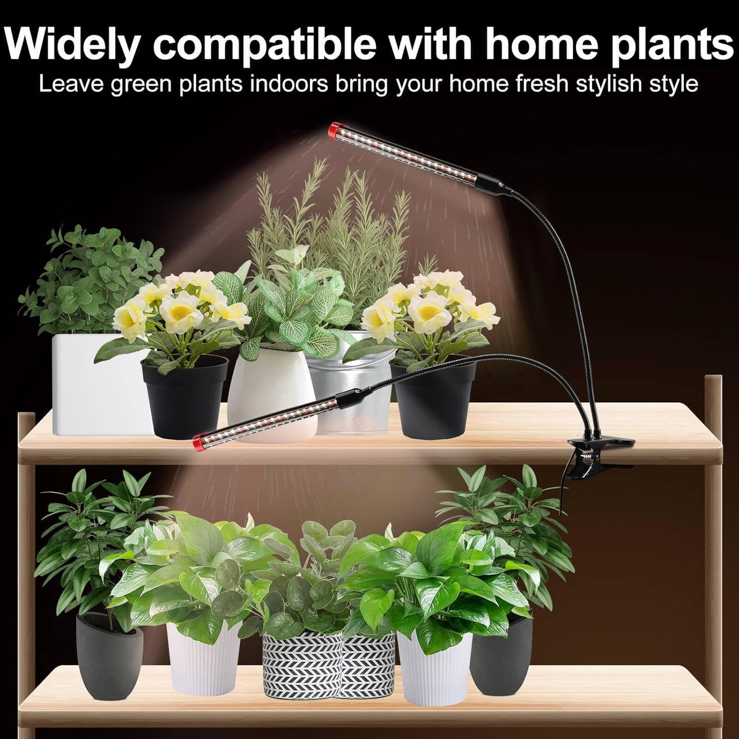 Clip Grow Lights for Seed Starting with Timer, Full Spectrum Brightest Plant Growing Lamps for Indoor Plants, Bonsai, Seedlings, 18 Watt Home Plug But Not 10W Adapter