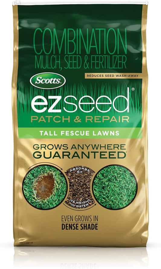 Scotts EZ Seed Patch & Repair Tall Fescue Lawns - 10 lb., Combination Mulch, Seed, and Fertilizer Mix with Tackifier, Repairs Bare Spots, Covers up to 225 sq. ft. (17519)
