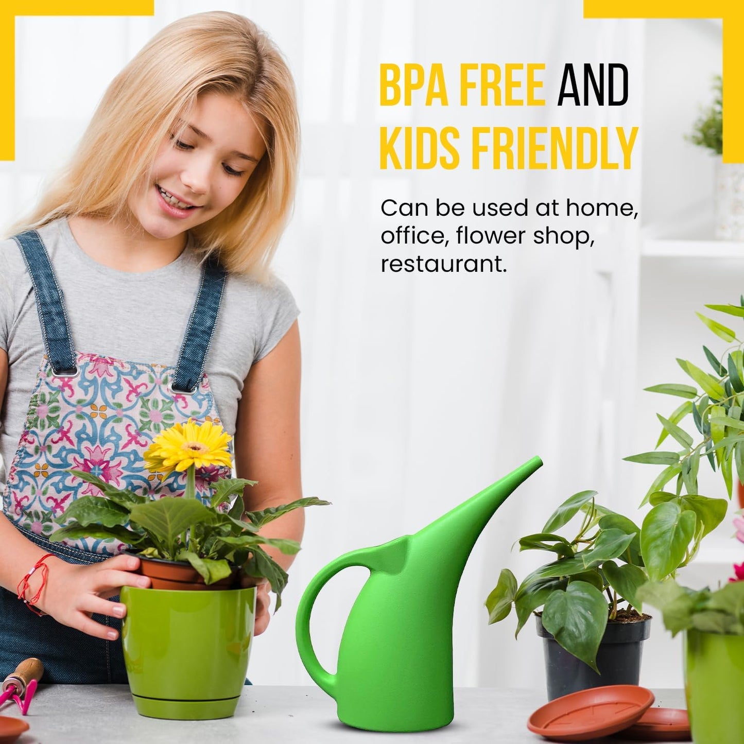 KP KOOL PRODUCTS 1/2 Gallon Green Watering Can β Small Plastic Plant Waterer for Indoor & Outdoor Use β Lightweight Garden Tool with Easy Pour Spout β Ideal for Flowers, Herbs & Lawns β 1 Pack