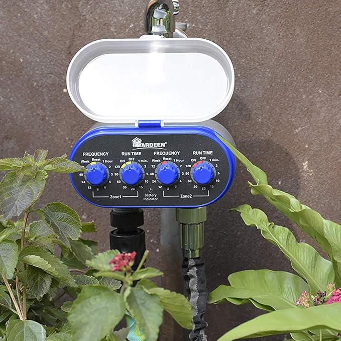 Dual Outlet Water Timer Irrigation Controller System, No Water Pressure Required