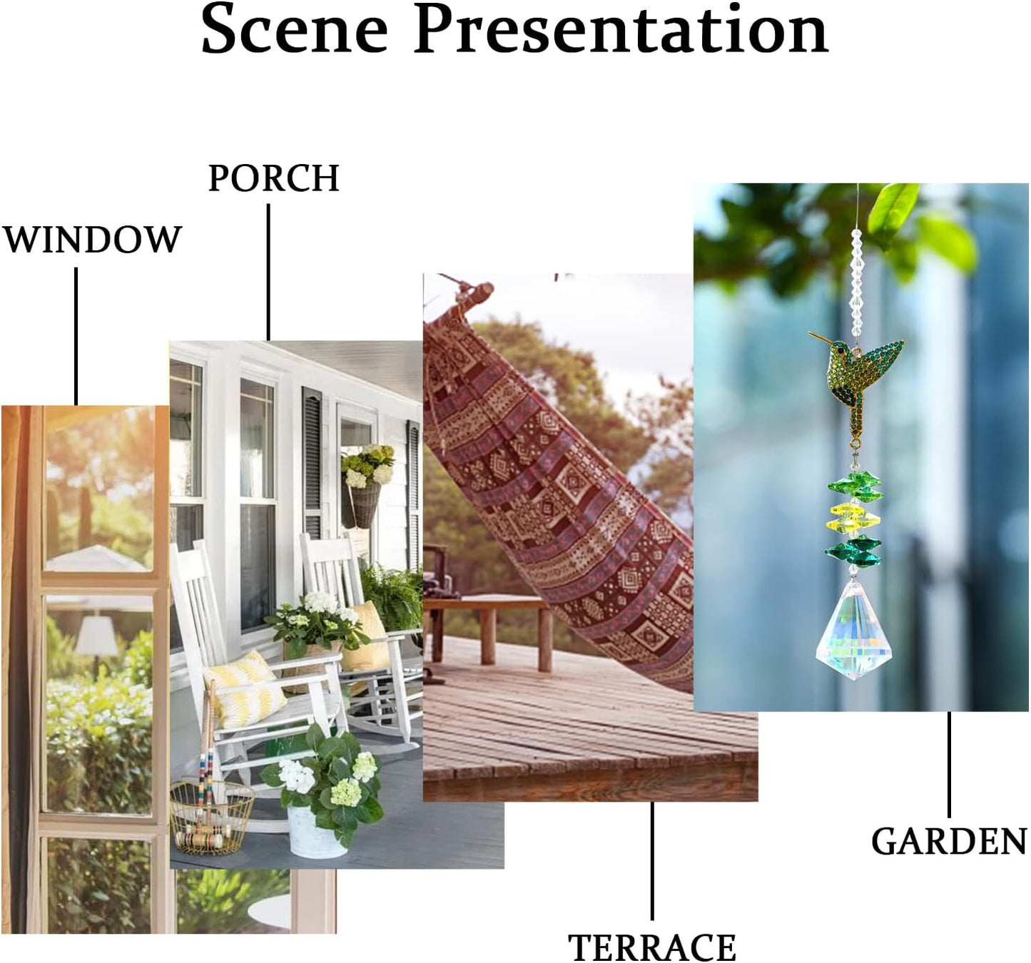 Rhinestones Hummingbird with Crystal Sun Catcher, Glass Window Hanging Ornament,Crystal Prism Suncatcher Outdoor Indoor Home Garden Party Decoration