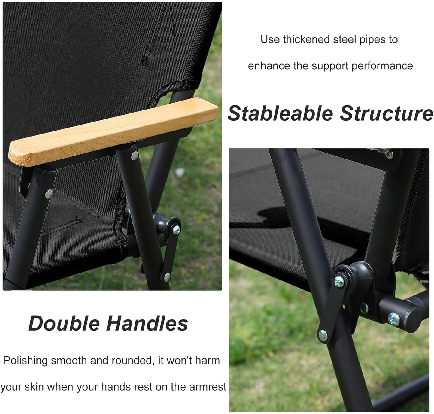 Loveseat Camping Chair for Adults Heavy with Seat Cushion Duty Double Seat Camp Chair for 2 Person Suit for Indoor Outdoor Hiking Patio Beach (Black)