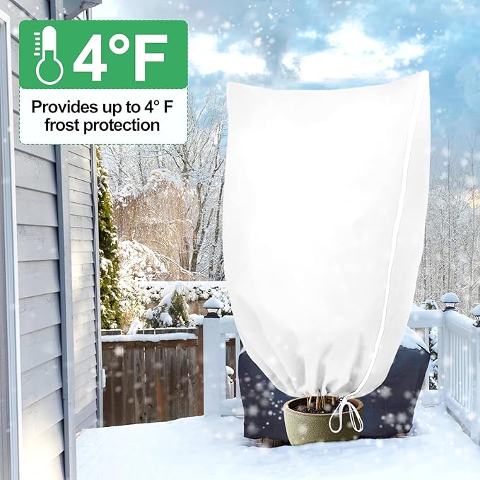 Plant Covers for Winter Tree Covers Freeze Protection, 2 Pack 47.2" X 70.8" Frost Covers for Outdoor Plants with Zipper Drawstring, Frost Cold Weather Plant Freeze Protection Cover Bags