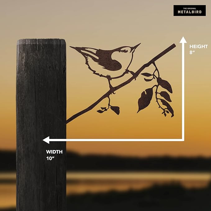 METALBIRD - Nuthatch - Outdoor Tree Ornaments in Corten Steel - Metal Art Proudly Made in The USA