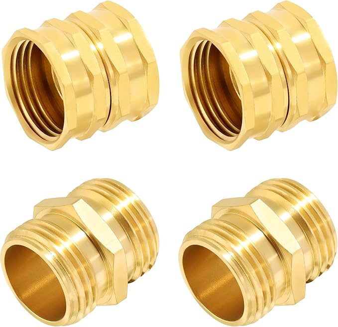 TAROSE 4 Pack Brass Garden Hose Adapter, Male to Male Hose Adapter Connector, GHT to NPT Adapter Hose Fitting,Brass Garden Hose to Pipe Fittings Connect
