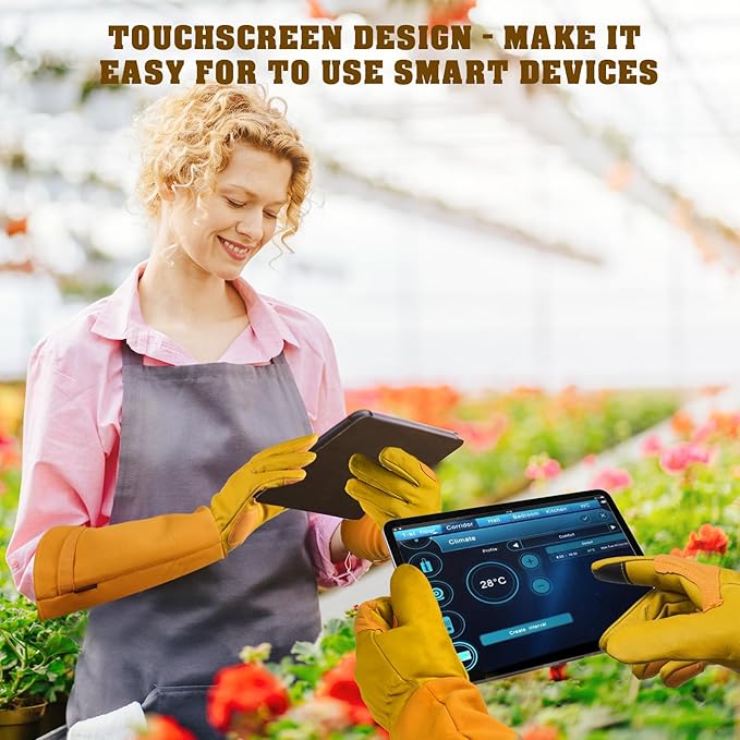 Long-Gardening-Gloves for Women/Men - Thorn Proof Rose Pruning Gloves Heavy Duty Gauntlet-L