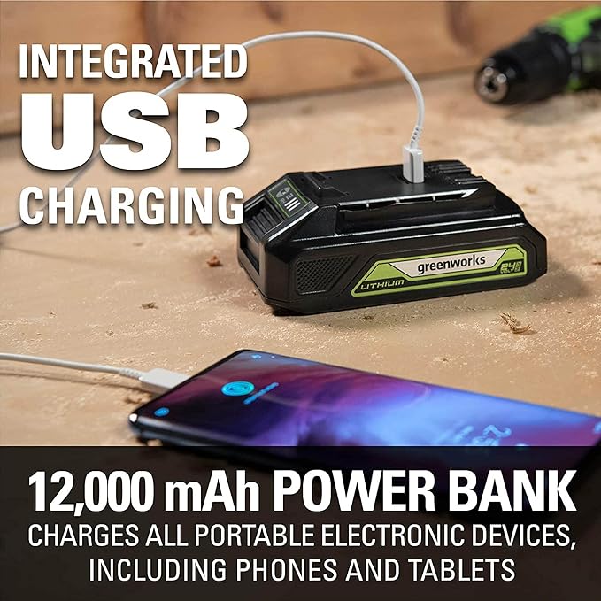 Greenworks 24V (90 MPH / 180 CFM / 150+ Compatible Tools) Cordless Shop Blower, 2.0Ah Battery and Charger Included