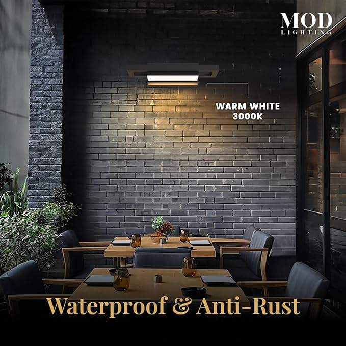 ๐ ๐ข๐ ๐๐๐๐๐ง๐๐ก๐ Brooklyn | Modern Outdoor Wall Lights LED, Exterior Wall Sconce Lights, Stainless Steel Outdoor Light Fixture, IP65 Waterproof Lights, 1 Pack (Black | Warm White | Medium 24")