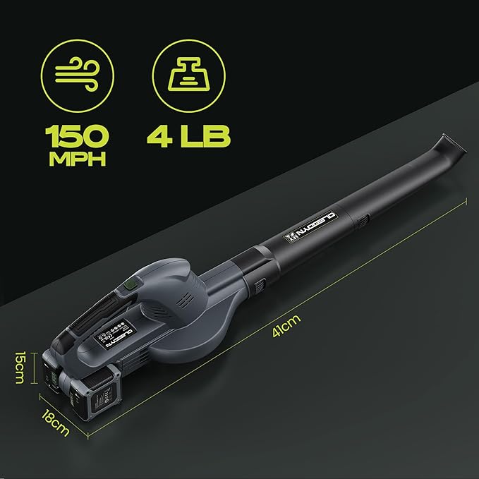 Battery Leaf Blower 550 CFM 240 MPH, Electric Leaf Blower Cordless with 2X 6000mAh Battery, Lightweight, High Power, Portability, Lawn Blower for Gardeners of All Abilities