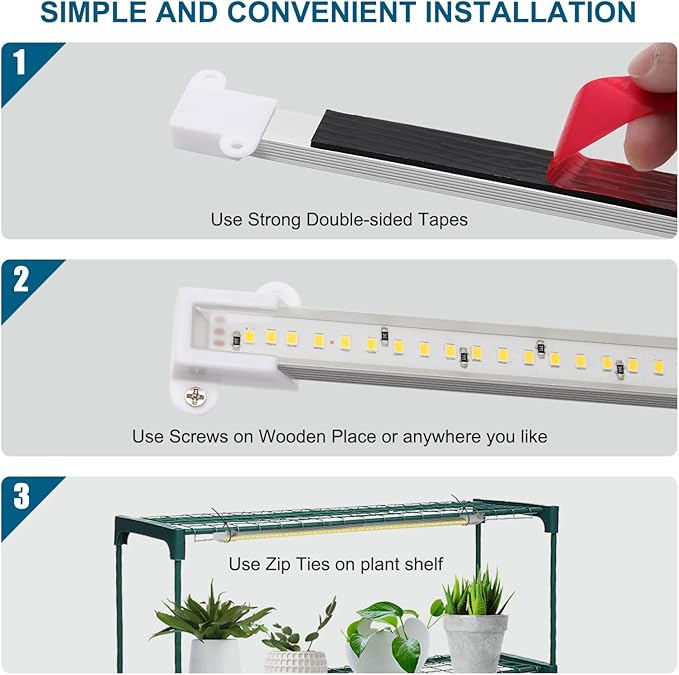 Mosthink Grow Lights for Indoor Plants Full Spectrum, 5500K LED Grow Lights Strips,Plant Lights for Indoor Growing with Auto Timer 3 6 12H,4 Packs in 1