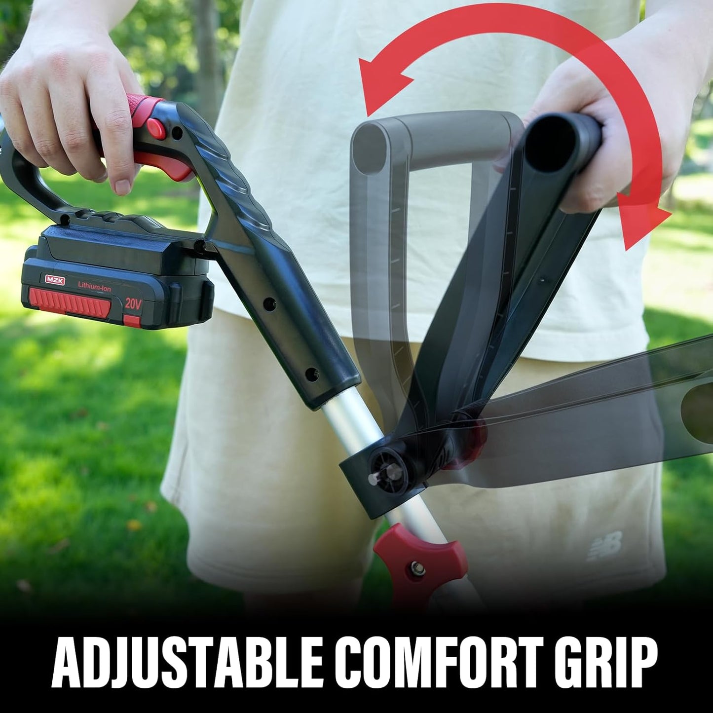 MZK 20V 12'' Cordless String Trimmer, Grass Trimmer&Edger with 8 Replacement Spools, Battery Powered Weed Trimmer with Auto Line Feed for Lawn,Garden(2 * 2AH Battery and Charger Included)