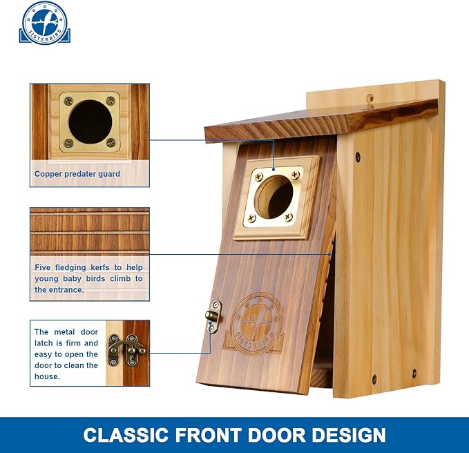 Pack of 2 Bluebird Houses for Outside, Premium Wooden Bird Houses for Outdoor, Weatherproof Blue Bird House, Bluebird Swallow Chickadee Wren, Assembly Required