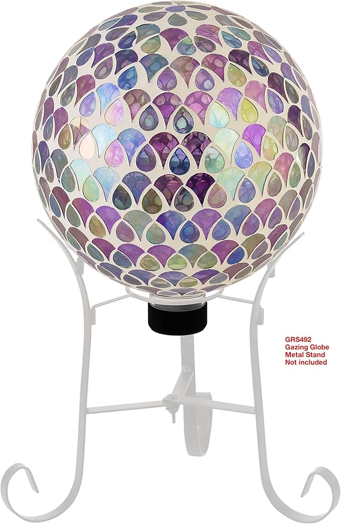 Alpine Corporation HGY438 Outdoor Mosaic Glass Gazing Globe with Colorful Teardrop Design, 10" Diameter, Multicolor