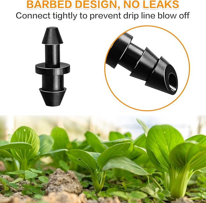 Drip Irrigation End Plug: 120 Pack Barbed End Cap Irrigation Parts Fit for 1/4 Inch Drip Tubing Line Closure for Garden Lawn System