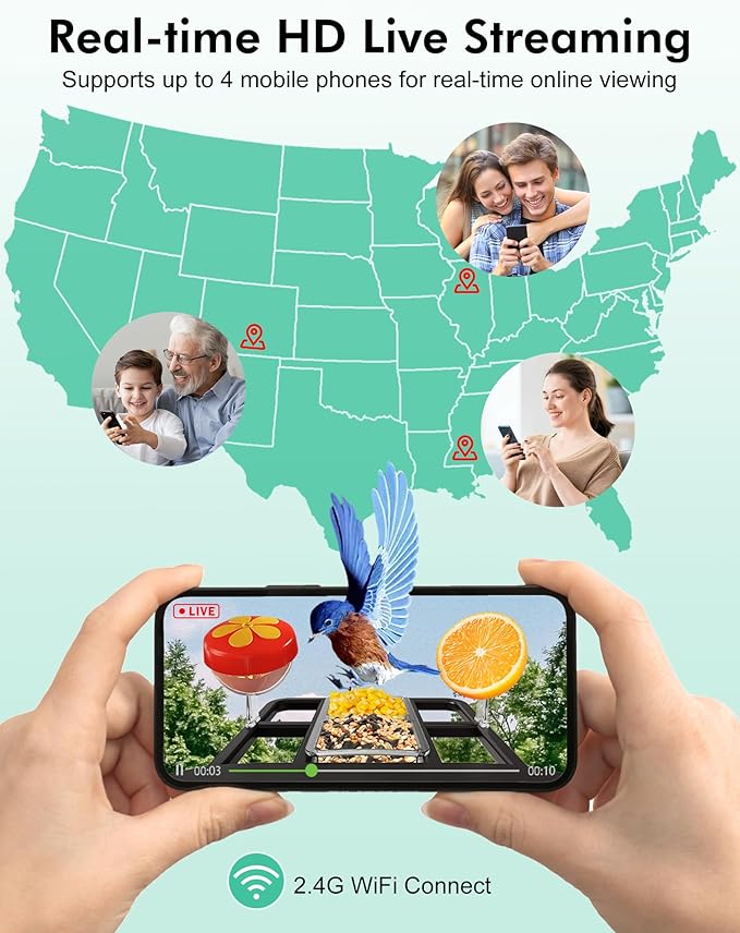 Smart Bird Feeder with Camera,5200mAh Battery with Solar Panel, 4K Native Resolution Live View, AI Species Identification, Auto Capture & Instant Arrival Alert, Ideal Gift for Bird Lovers (Dark Grey)