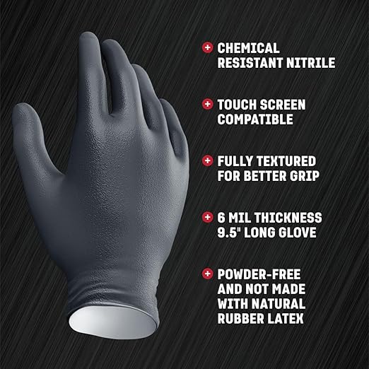 Venom Steel Nitrile Gloves, 6 mil Disposable Latex Free Black Gloves, 2 Layer Rip Resistant Gloves, XX-Large (Pack of 90)